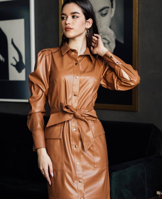 Faux Leather Dress